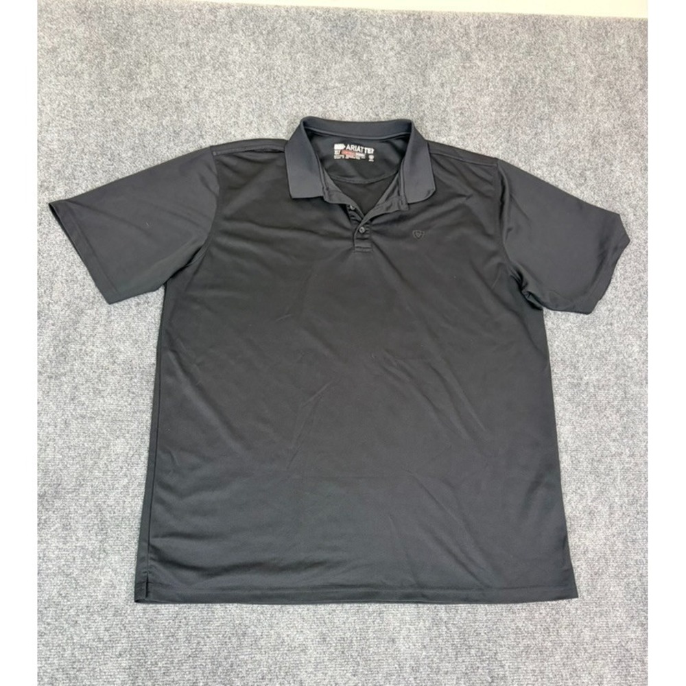 Ariat Tek Short Sleeved Golf Polo Shirt Heat Series Black Polyester Size XLT